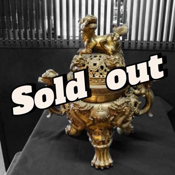 まとめ買い】 大明宣徳年製款 中国 古銅 R6824 M 時代箱付 四方香炉 神  