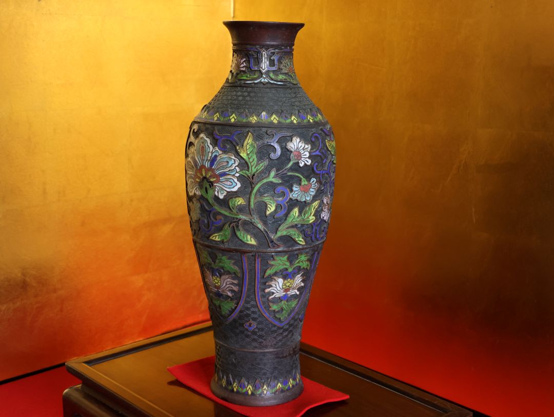 骨董品福岡 中国七宝焼 牡丹